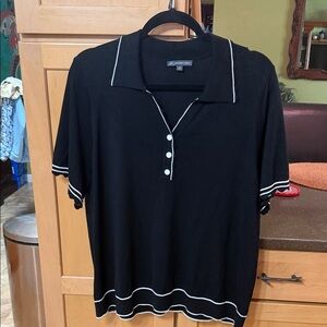 Adrianna Papell Black Polo with White Trim